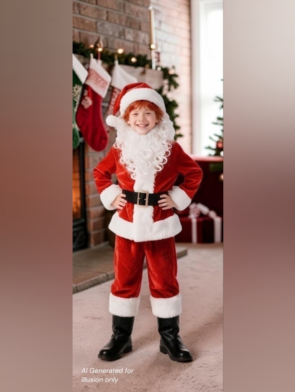 Kids Red Santa with White Trim - Classic Holiday Outfit, L